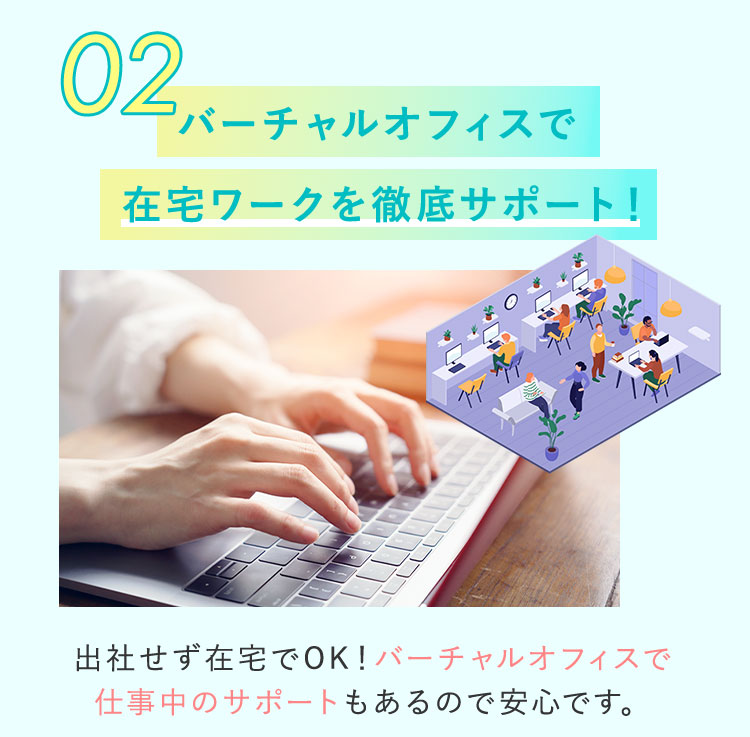 バーチャルオフィスで在宅ワークを徹底サポート！