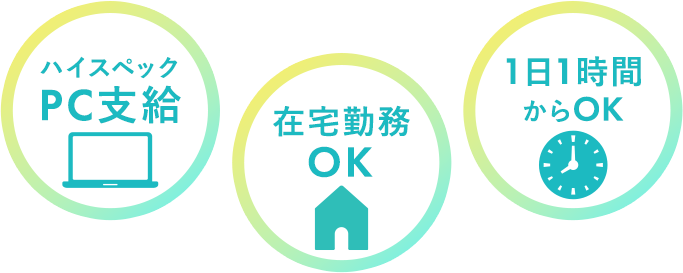 ハイスペックPC支給　在宅勤務OK　1日1時間からOK
